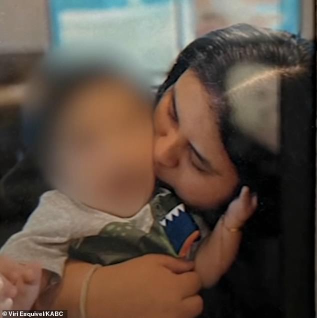 Esquivel (pictured with her son) had just visited In-N-Out burger joint with her boyfriend Oscar to satisfy a pregnancy craving, and they were heading back to their home in the city
