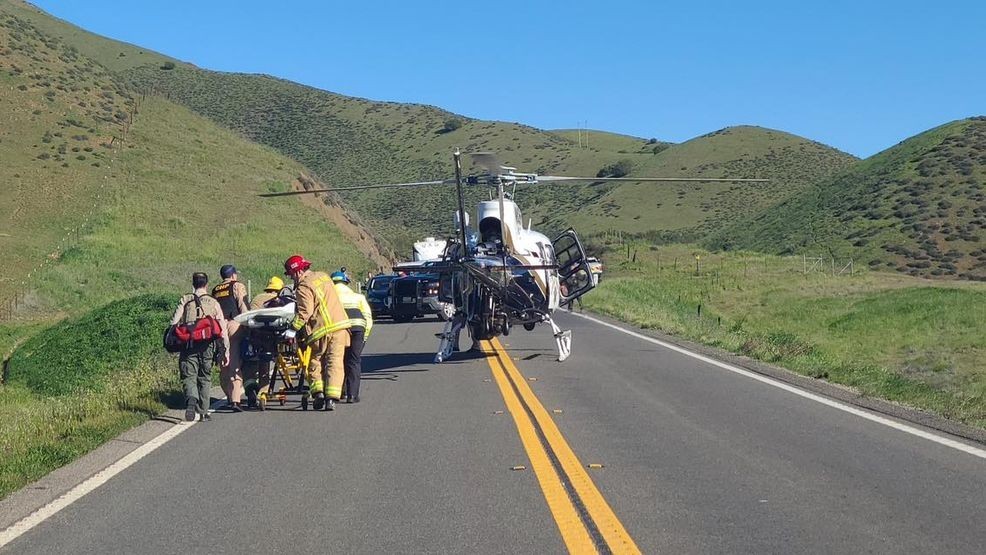 A fiery crash on Highway 41, south of the Kern County line, left at least one person severely hurt Friday afternoon. PHOTO: CHP