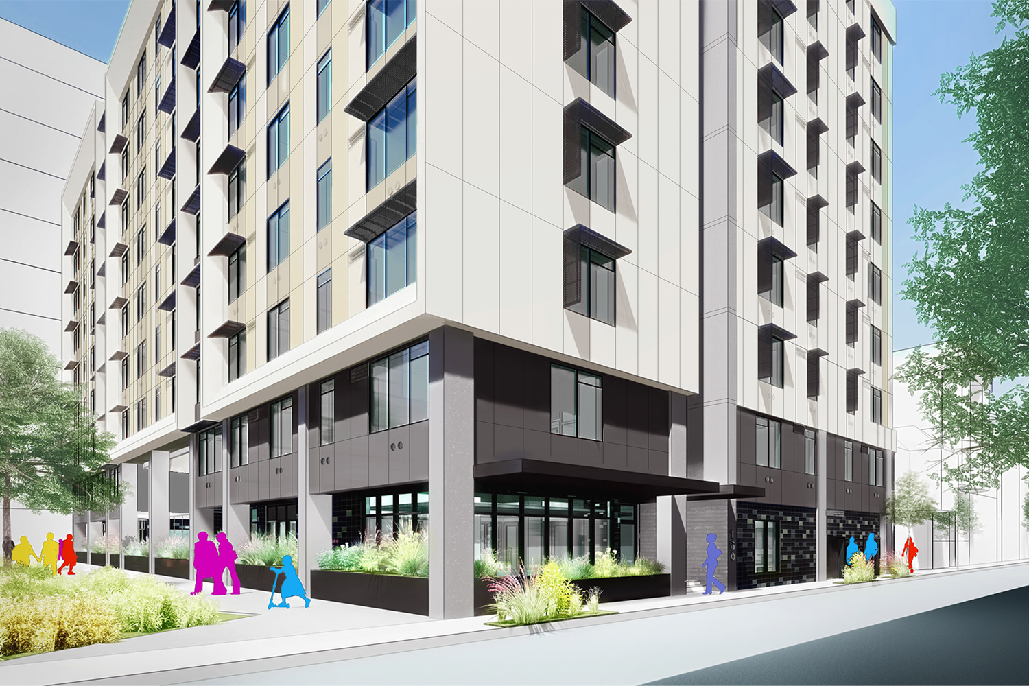 160 Freelon Street pedestrian view, rendering by Leddy Maytum Stacy Architects