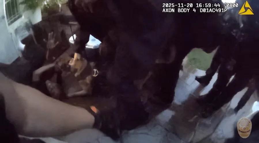 New footage shows officer-involved shooting where suspect fired at LAPD helicopter. Nov. 2024. (LAPD)