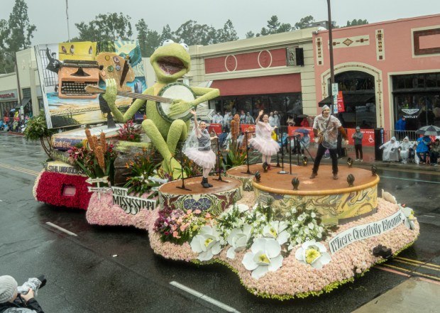 Visit Mississippi float "Mississippi: Where Creativity Blooms" travels down Colorado Blvd during the 137th Rose Parade in Pasadena California on Thursday, Jan. 1, 2025. (Photo by Connor Terry / Contributing Photographer)
