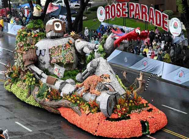 Cal Poly Universities float "Jungle Jumpstart" during the 137th Rose Parade in Pasadena on Thursday, Jan. 1, 2026. (Photo by Libby Cline Birmingham, Contributing Photographer)