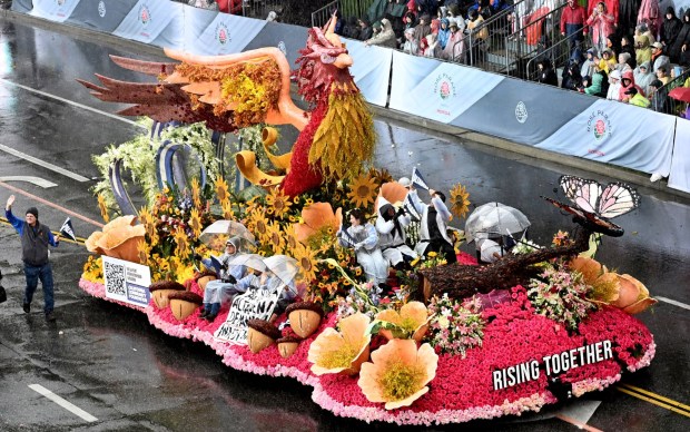 California Community Foundation And Black Freedom Fund float "Rising Together" makes its way down the parade route during the 137th Rose Parade in Pasadena on Thursday, Jan. 1, 2026. (Photo by Libby Cline Birmingham, Contributing Photographer)