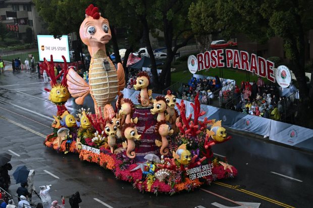 The UPS Store float "Sharing Skills For Success" makes its way down the parade route during the 137th Rose Parade in Pasadena on Thursday, Jan. 1, 2026. (Photo by Libby Cline Birmingham, Contributing Photographer)
