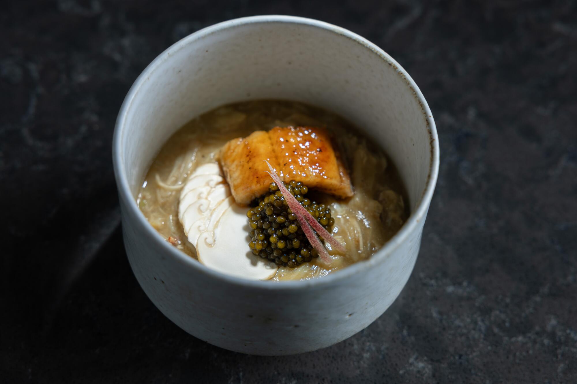 Keizo's noodle, pine mushroom and dungeness crab.