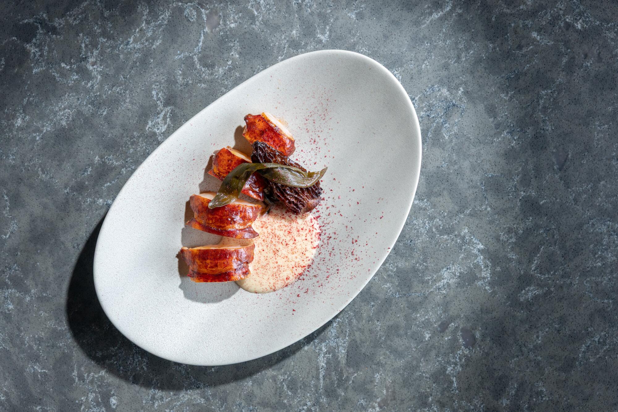 Lobster, doenjang and raspberry at Restaurant Ki.