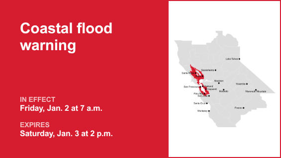 Coastal flood warning in place for Northern California