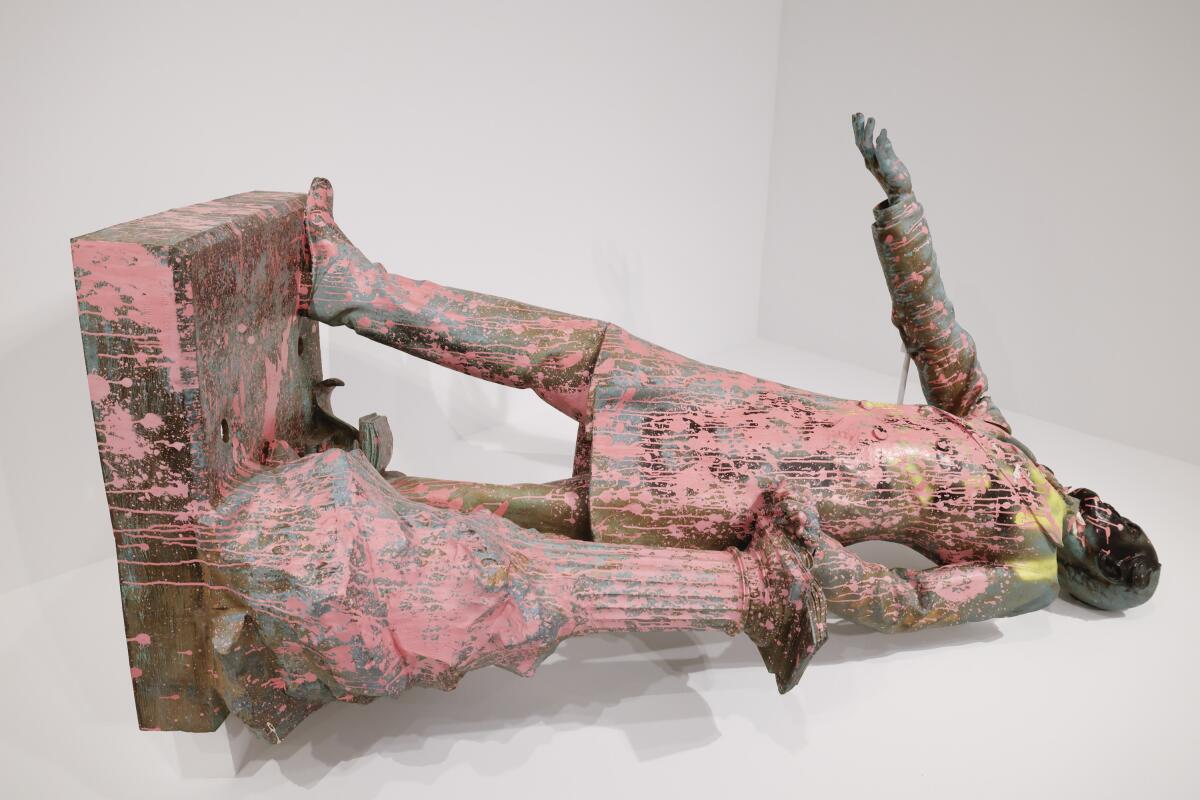 Edward V. Valentine's "Jefferson Davis," at the "MONUMENTS" exhibit at MOCA, Oct. 10, 2025, in Los Angeles.