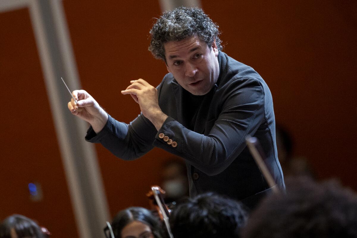 Gustavo Dudamel conducts Youth Orchestra Los Angeles, Oct. 11, 2025, in Inglewood.