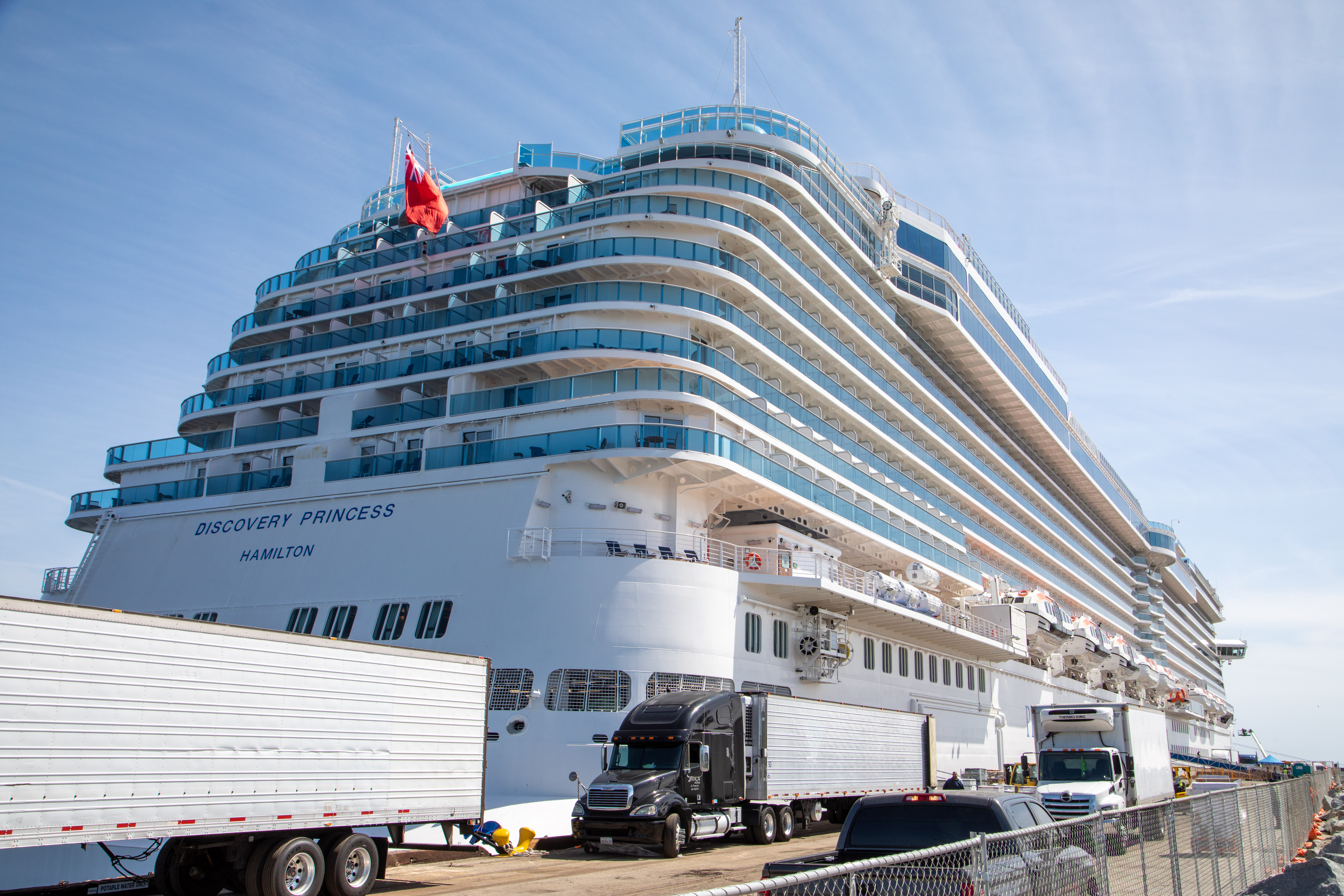 The new 3,600-passenger Discovery Princess cruise ship is berthed at...
