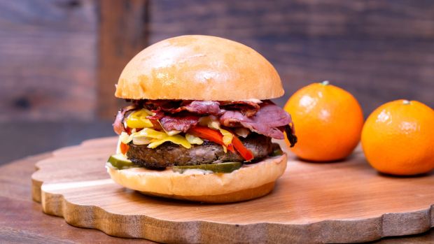 Pastrami Cheeseburger available at Red Rose Taverne in Disneyland during the 70th anniversary celebration. (Courtesy of Disneyland)