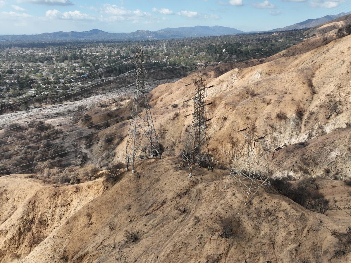 A view of the Edison electrical lines in Altadena.