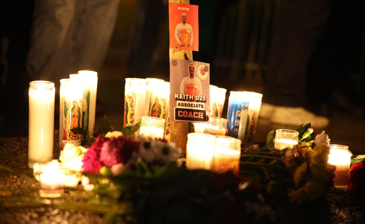 A vigil organized by BLM-LA to pay tribute to Keith "Pooter" Porter