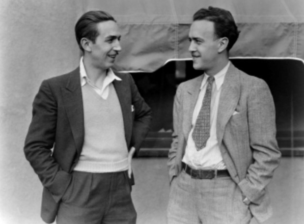 Walt Disney, left, and his first business partner Ub Iwerks who helped create Mickey Mouse in 1927. (Courtesy of Disney)