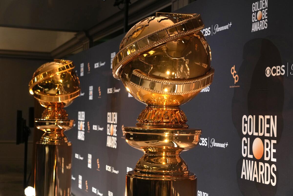 Replicas of Golden Globe statues at the 81st Golden Globe awards