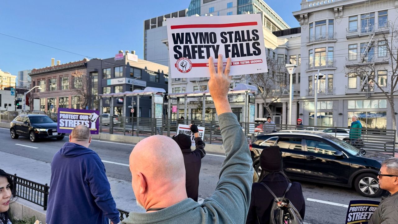 Lyft and Uber drivers protest Waymo robotaxis as California considers further regulations