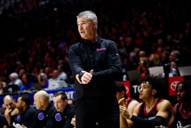 Boise State coach Leon Rice is second behind former SDSU coach Steve Fisher in career Mountain West regular-season victories. (Meg McLaughlin / The San Diego Union-Tribune)