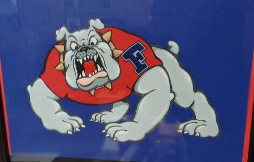 This is the original logo that Garcia came up with and it is hanging up in his house.