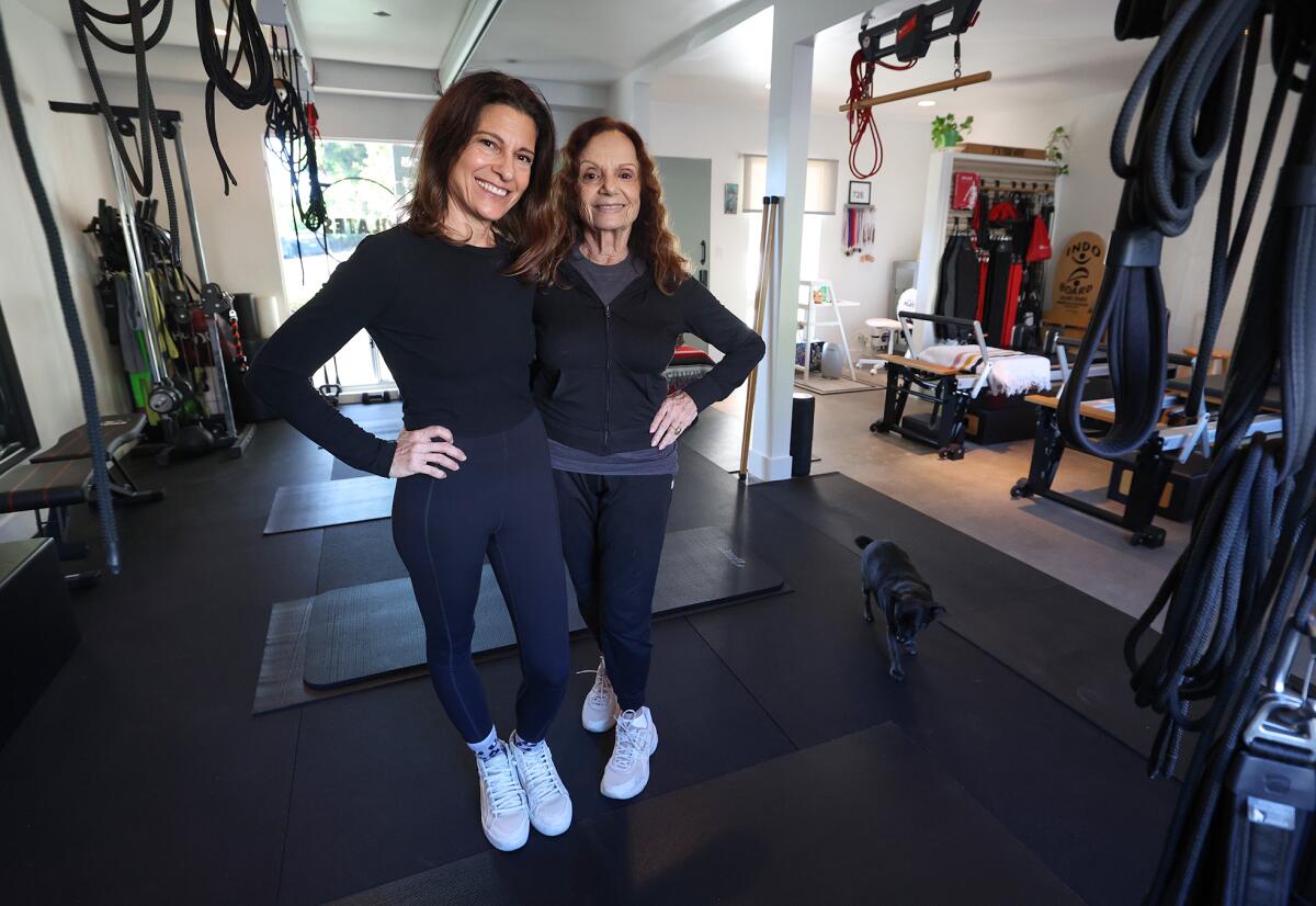 Nicole Leto, left, and her mother Karen, at the Sling Body Pilates in Newport Beach. 