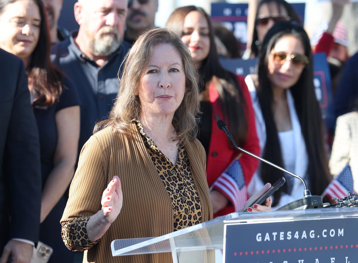 Former state Sen. Gloria Romero makes comments during an event on Wednesday.