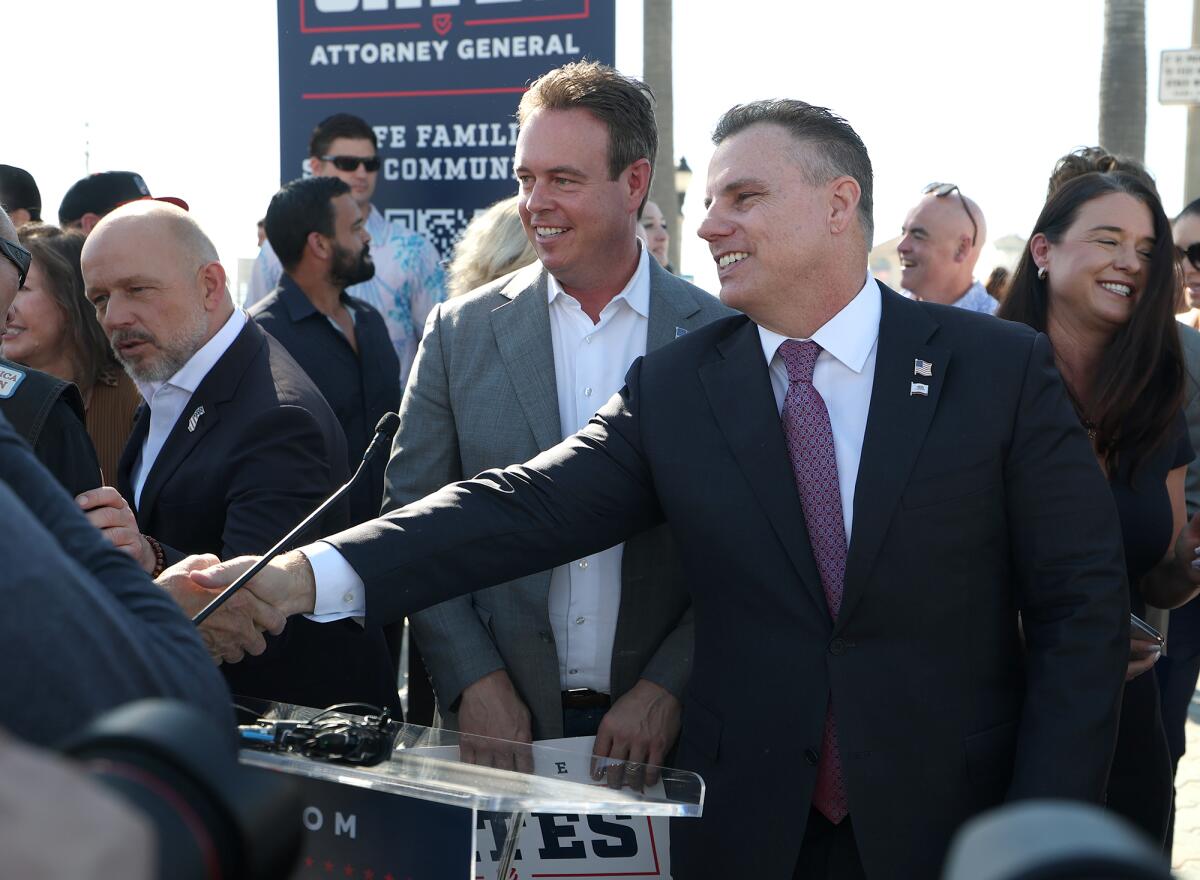 Former Huntington Beach City Atty. Michael Gates announced his candidacy for state attorney general on Wednesday.