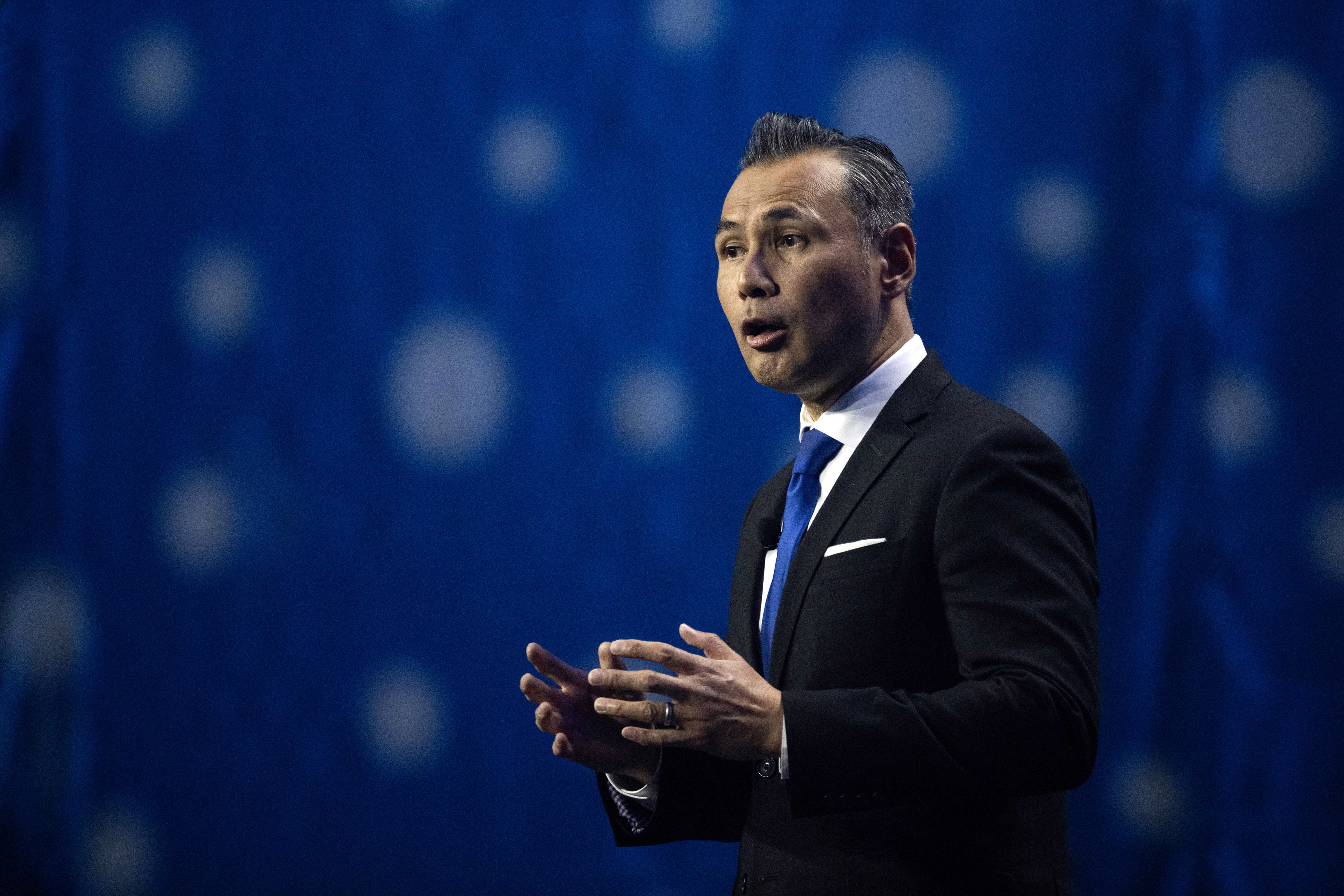 Chief Executive Officer Noel Hacegaba speaks during the Port of...