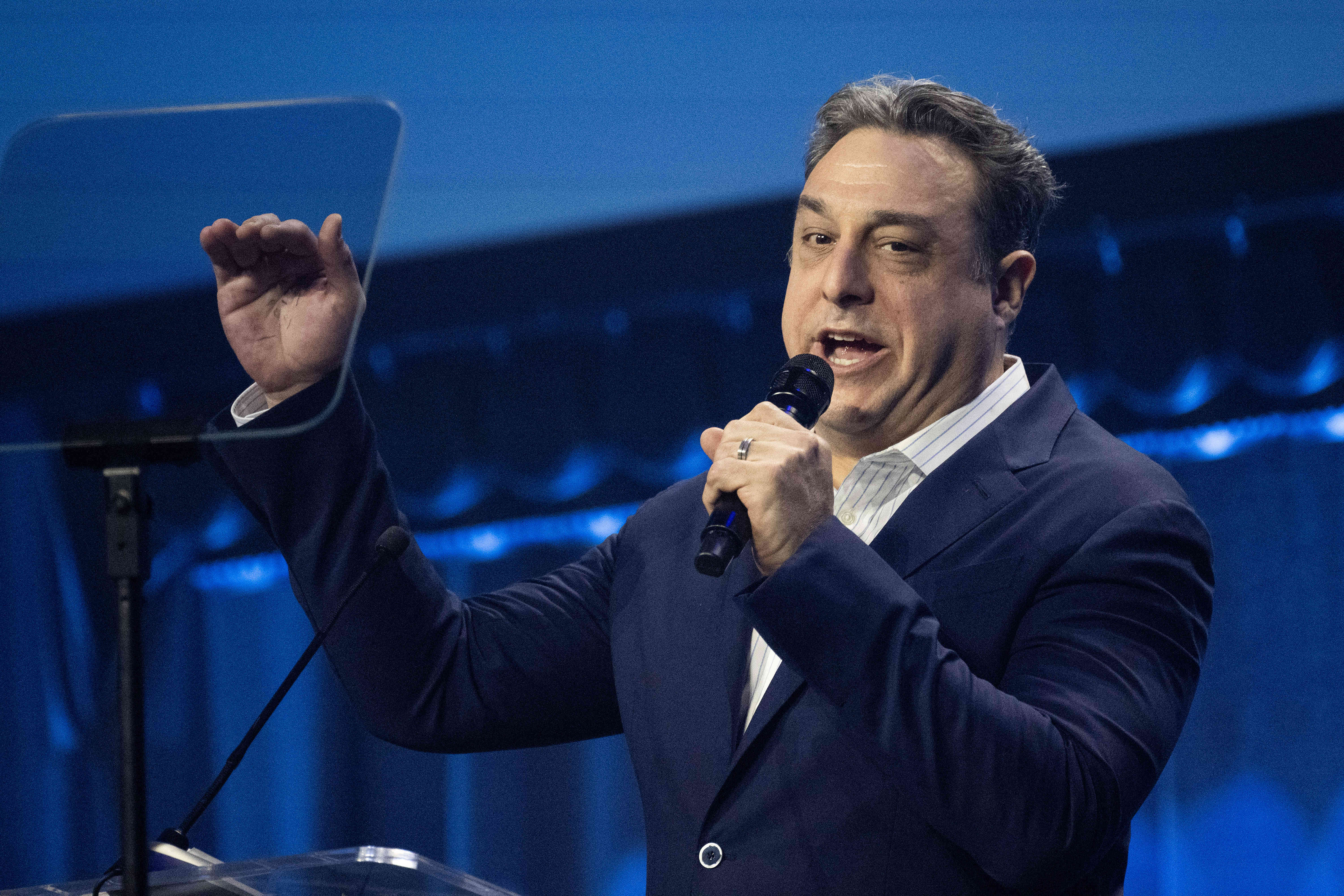 Petros Papadakis welcomes the audience to the Port of Long...