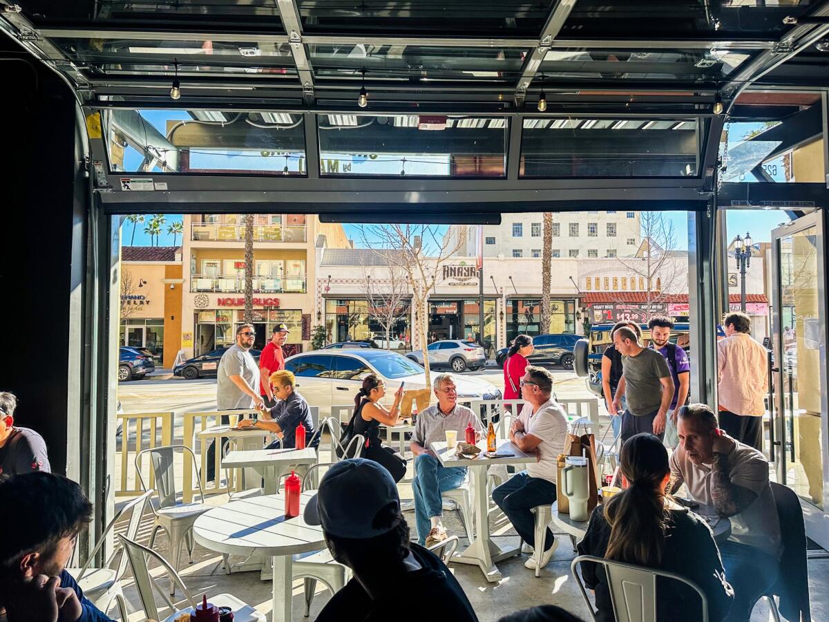 View from the dining alcove at Cheesesteaks by Matū in Pasadena.