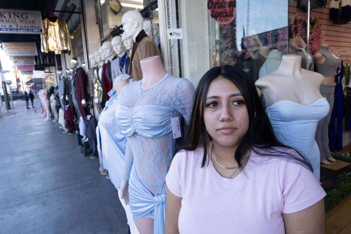 Dulce Ramirez works at a clothing store in the Fashion District.