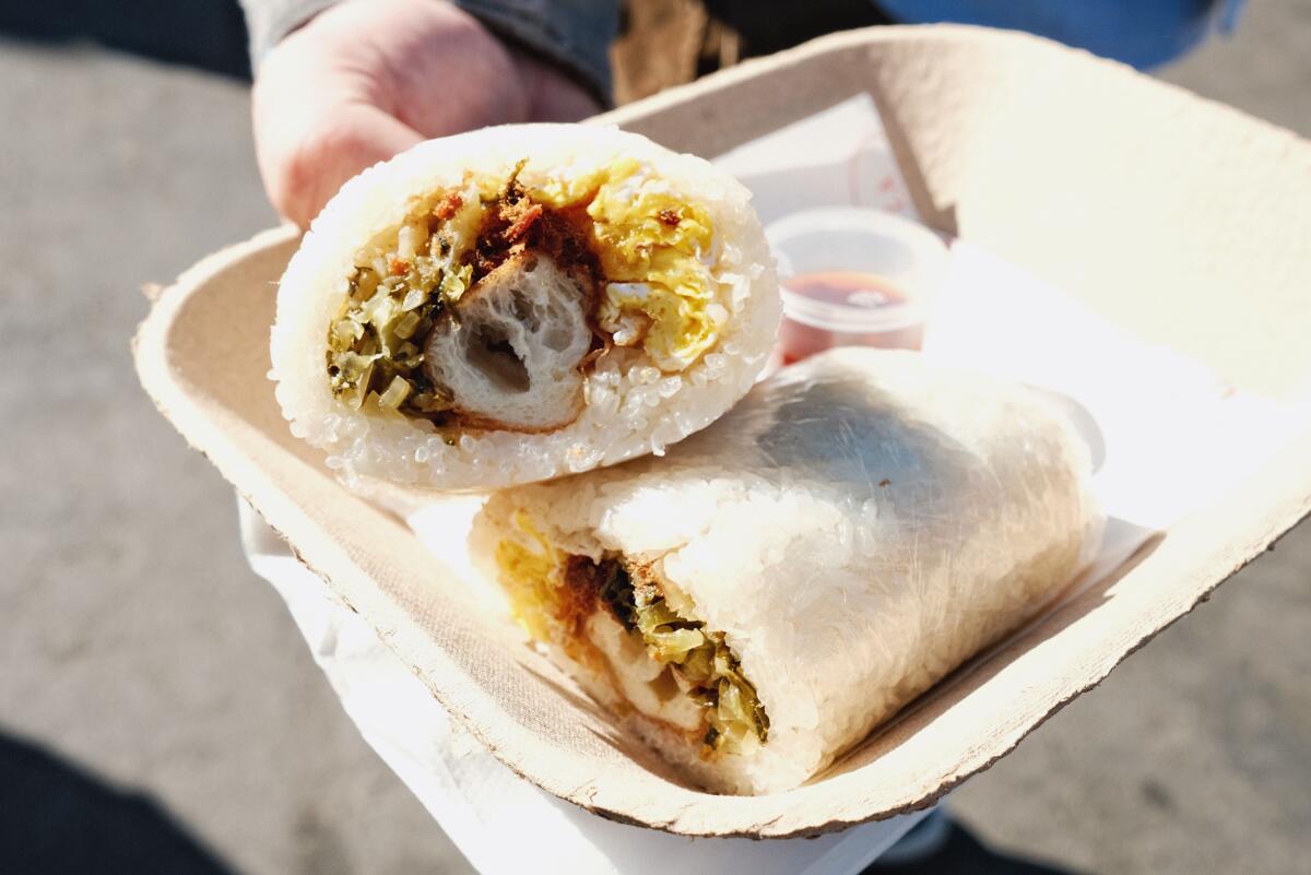 Fantuan on a bamboo tray