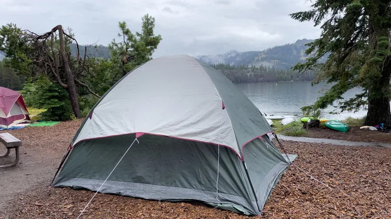 Camping on the side of the lake