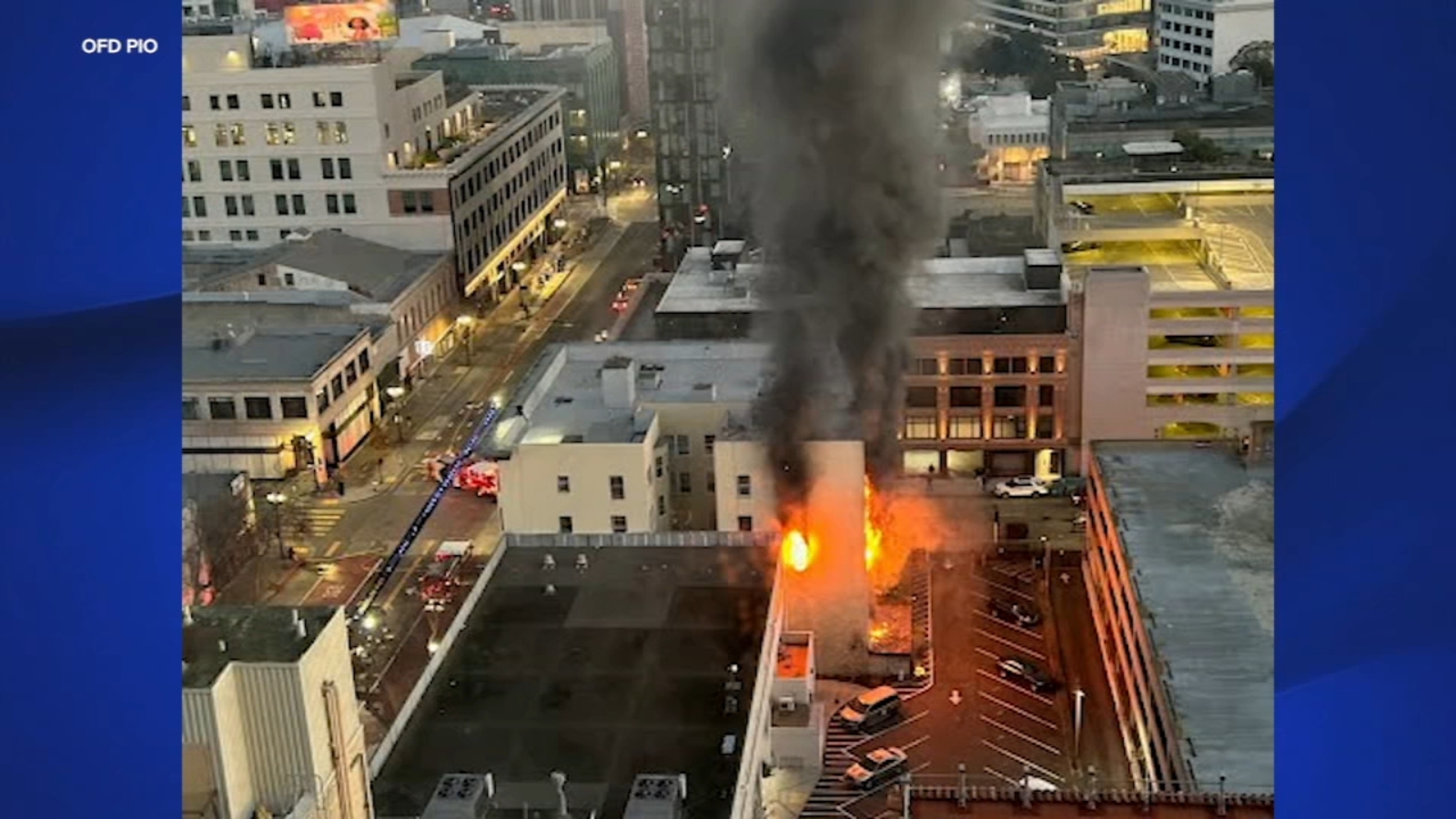 Crews battling large 3-alarm fire at multi-story residential building in Oakland