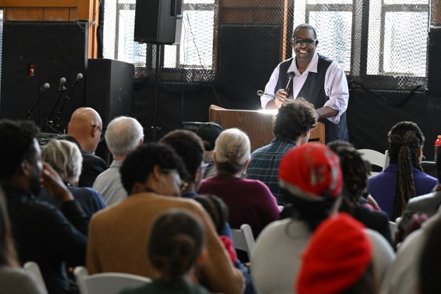 The Rev. Floyd Thompkins acts as master of ceremonies during the Martin Luther King Jr. Day celebration in Marin City, Calif., on Monday, Jan. 19, 2026. (Alan Dep/Marin Independent Journal)
