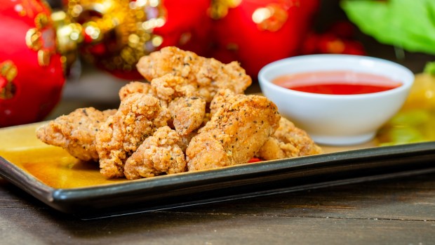 Five-Spice Popcorn Chicken available at Bamboo Blessings marketplace booth during the 2026 Lunar New Year food festival at Disney California Adventure. (Courtesy of Disneyland)
