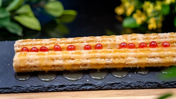 The Feng Li Su Churro available at the Hollywood Land Churro Cart during the 2026 Lunar New Year food festival at Disney California Adventure. (Courtesy of Disneyland)