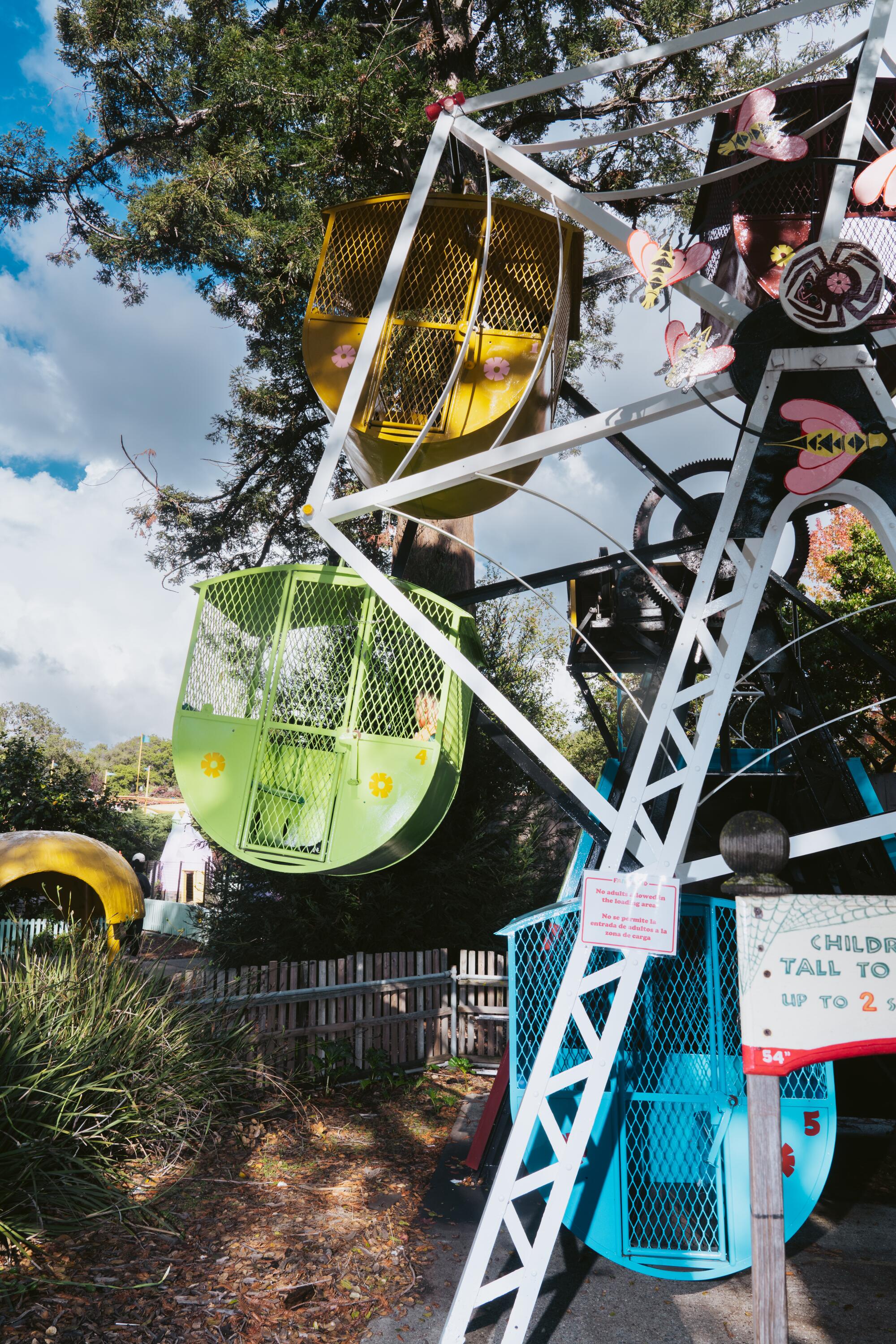 A Ferris wheel inspired by “Anansi’s Magic Web" at Children's Fairyland.
