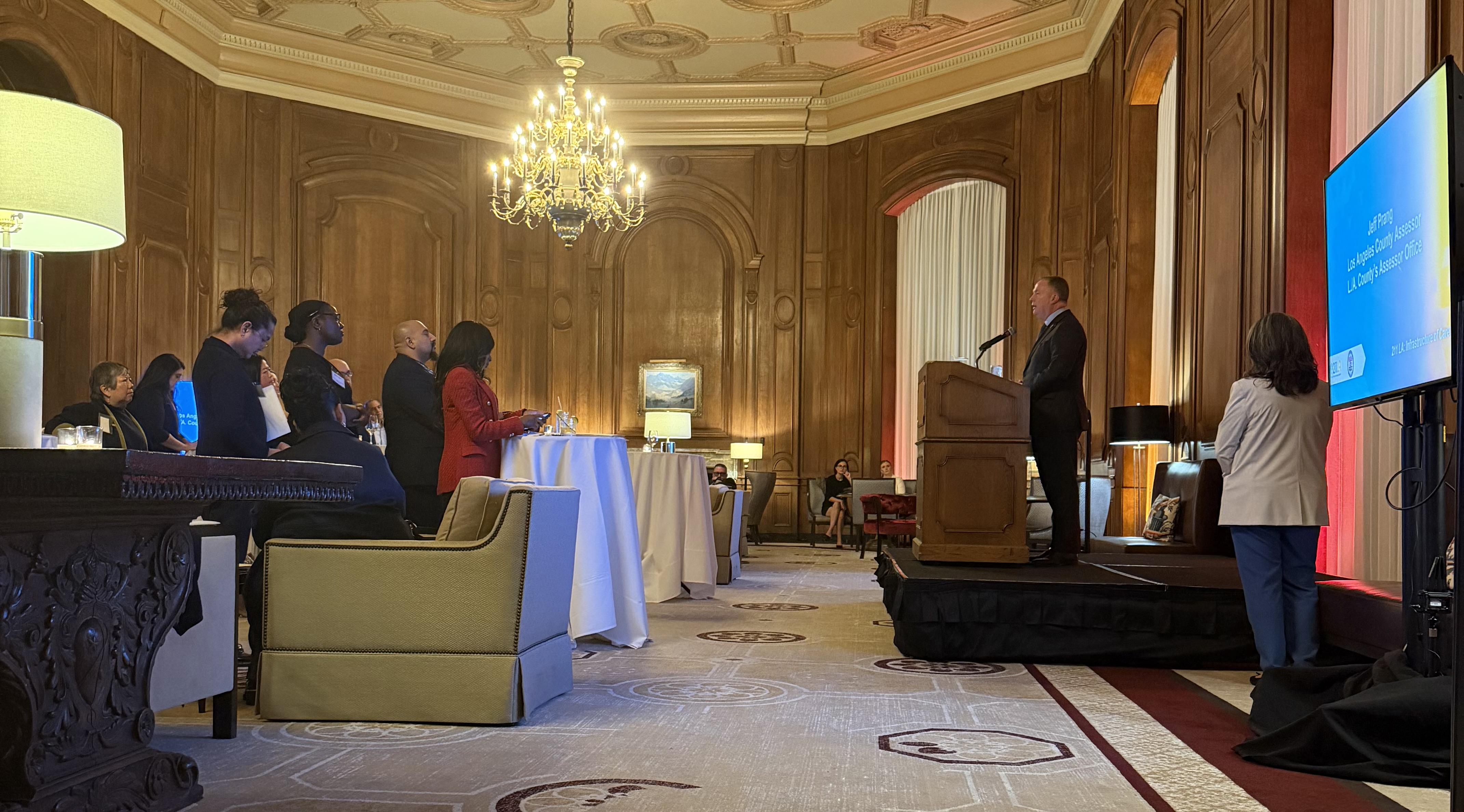 Los Angeles County Assessor Jeff Prang speaks Tuesday about the...