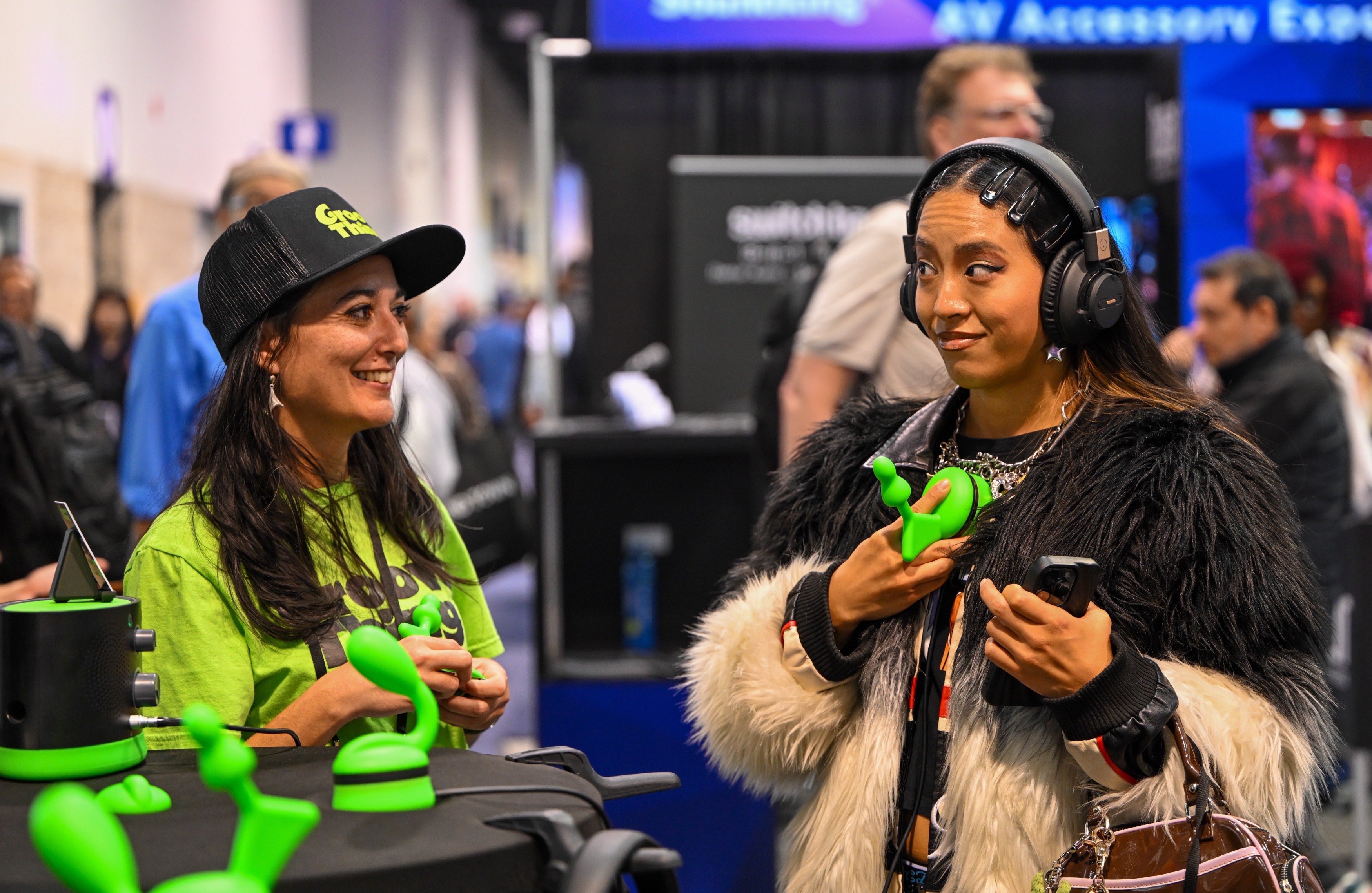 Yayoi Damion reacts as she feels the bass being produced...
