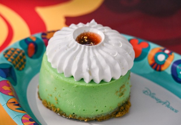 Pandan Cheesecake with brown butter graham crust, coconut whipped topping and strawberry jam available at Cozy Cone Motel in Cars Land during Disney California Adventure's Lunar New Year celebration in Anaheim, CA, on Friday, January 23, 2026. They are celebrating The Year of the Horse January 23 through February 22, 2026. (Photo by Jeff Gritchen, Orange County Register/SCNG)