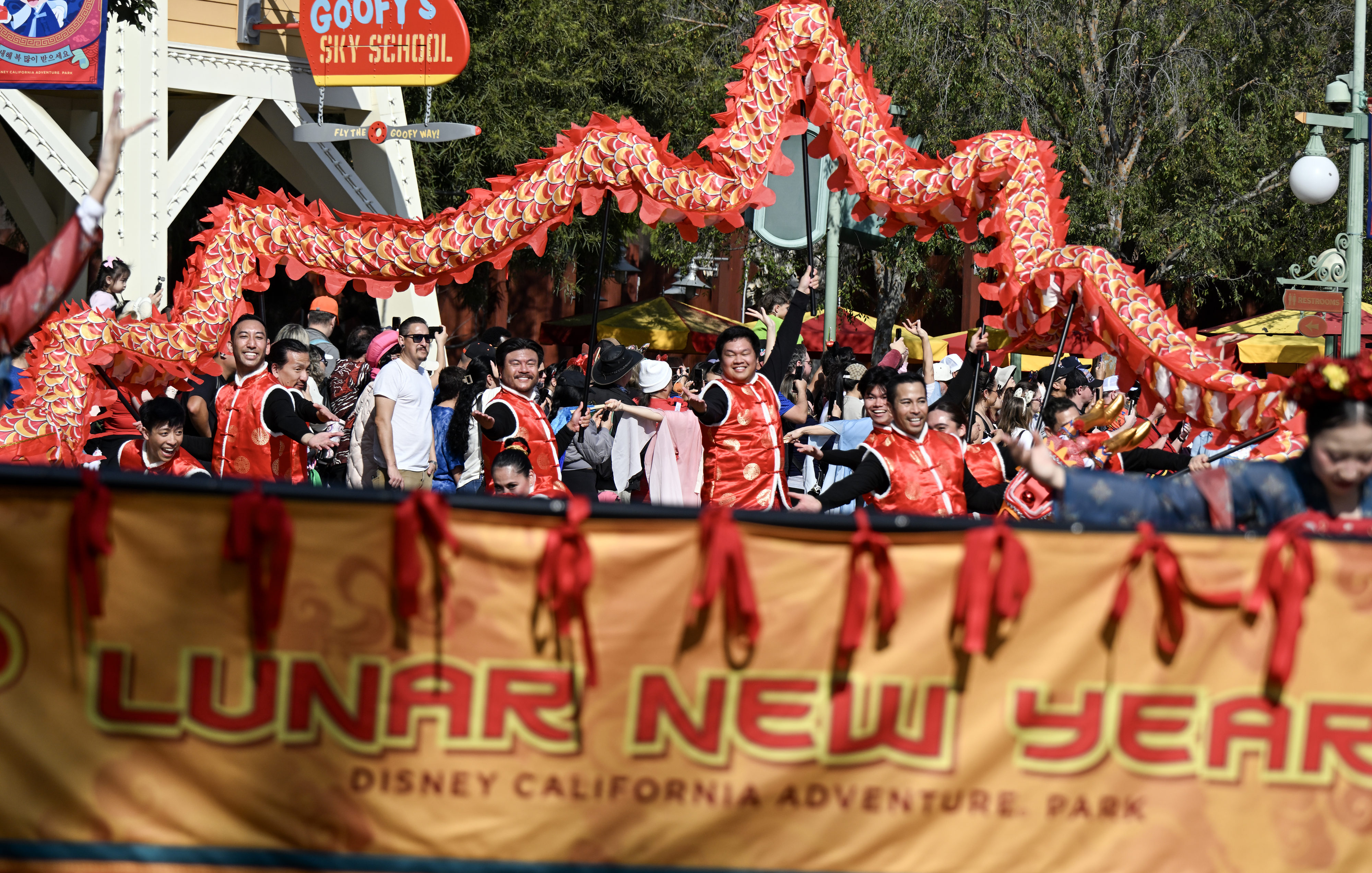 Mulan’s Lunar New Year Procession head through Paradise Pier during...