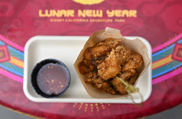 Five-Spice Popcorn Chicken with sweet chile-garlic sauce available at Bamboo Blessings during Disney California Adventure's Lunar New Year celebration in Anaheim, CA, on Friday, January 23, 2026. They are celebrating The Year of the Horse January 23 through February 22, 2026. (Photo by Jeff Gritchen, Orange County Register/SCNG)