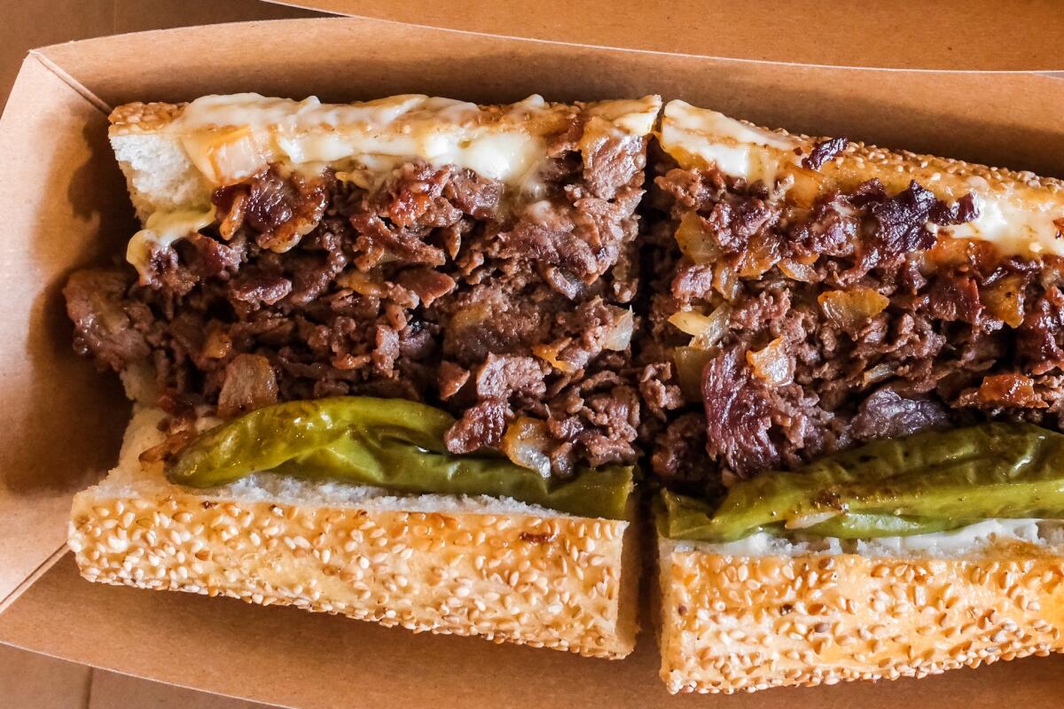 The cheesesteak served at newly opened Cheesesteaks by Matū in Pasadena.
