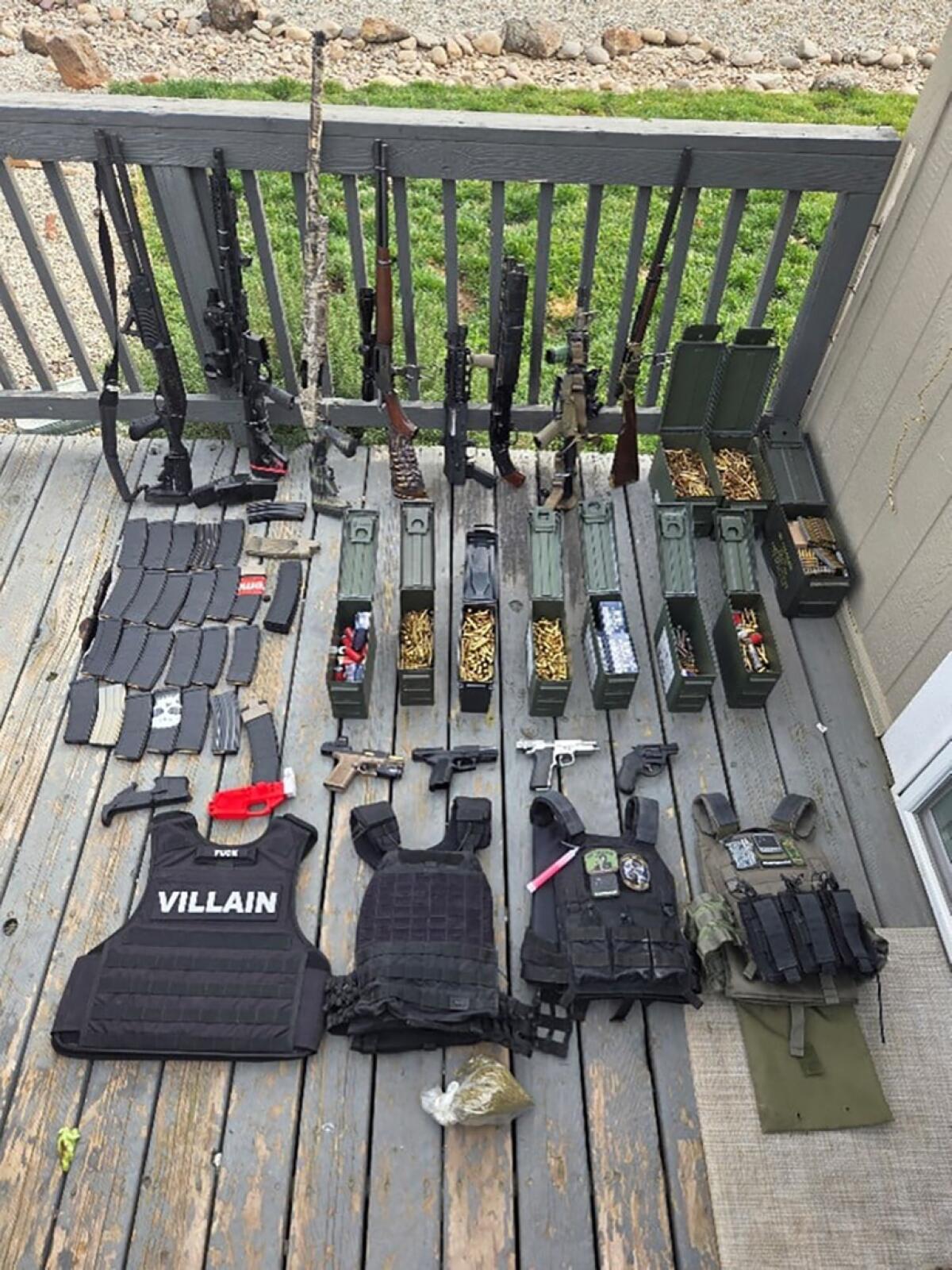 An array of weapons, ammunition and gear