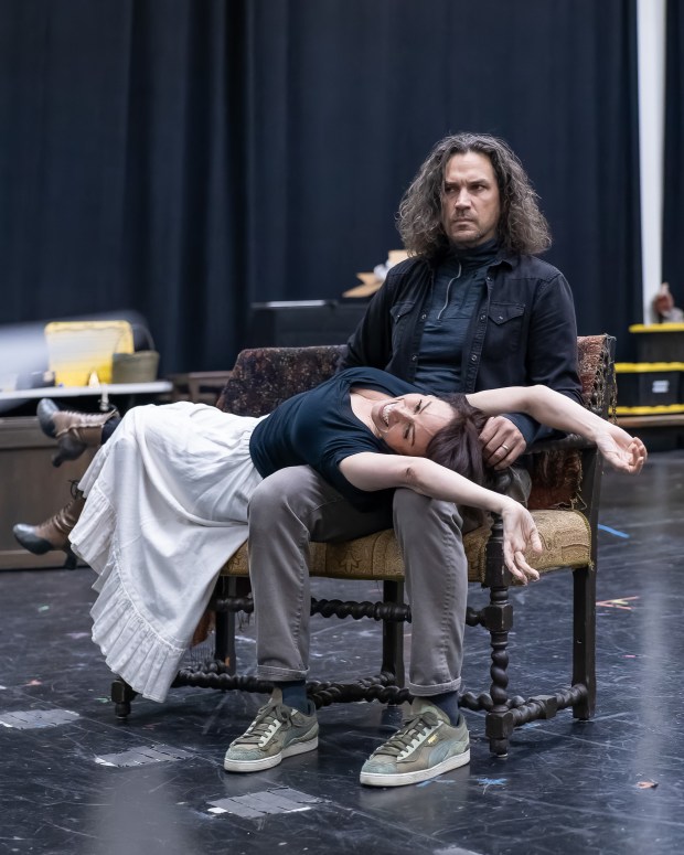 Will Swenson and Lesli Margherita rehearse for the La Mirada Theatre production of "Sweeney Todd: The Demon Barber of Fleet Street." (Photo by Jason Niedle, TETHOS)