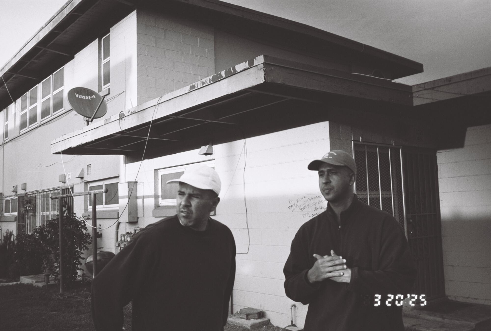 On the set of "If I Go Will They Miss Me." Thompson-Hernandez on the right.