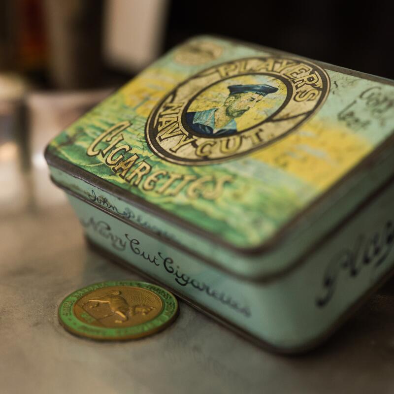  A vintage case of Navy Cut cigarettes.