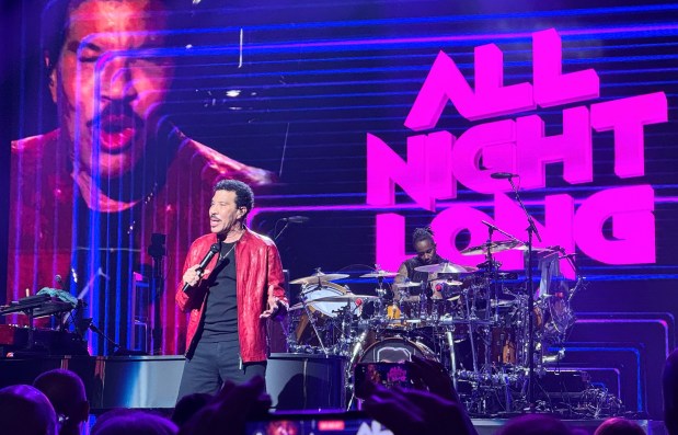 Lionel Richie performs his hit, "All Night Long," at Santa Clara University's 60th annual Golden Circle Theatre Party at the Center for the Performing Arts in San Jose on Saturday, Jan. 24, 2026. (Sal Pizarro/Bay Area News Group)