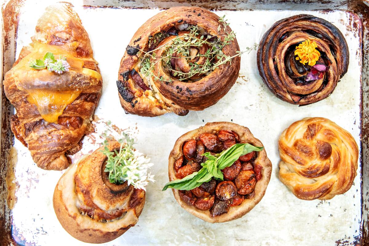  An array of freshly baked pastries and croissants 