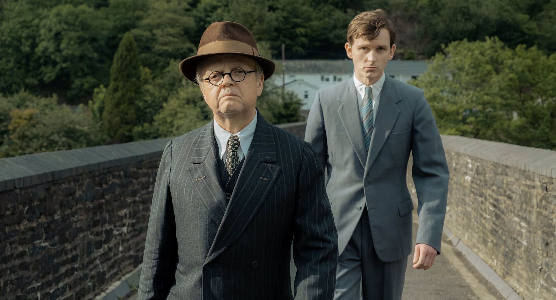 Toby Jones, left, and Harry Lawtey in “Mr Burton,” which is about the younger days of legendary actor Richard Burton.
