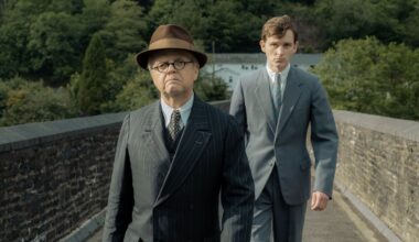 Toby Jones, left, and Harry Lawtey in “Mr Burton,” which is about the younger days of legendary actor Richard Burton.